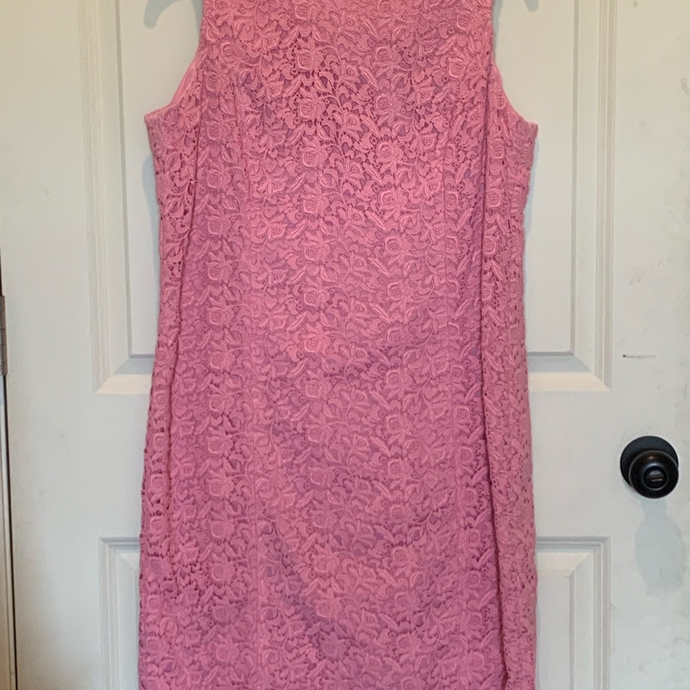 Talbots Pink Sheath Dress Sleeveless Mock Neck